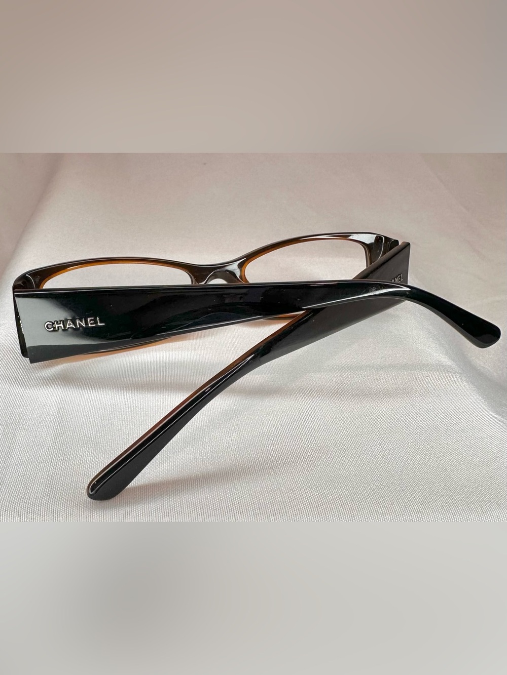 CHANEL Black Rectangular Acetate Glasses